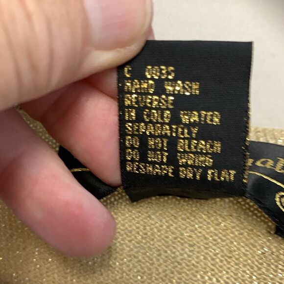 Vintage Lisa Originals Gold Metallic Lacy Crochet Open Front Vest Size L - Picture 5 of 11